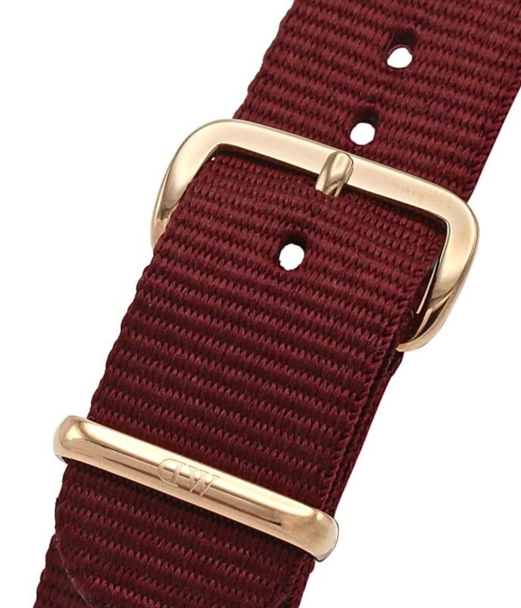 Daniel Wellington Classic Roselyn Black Dial Maroon Nylon Strap Watch For Women - DW00100273