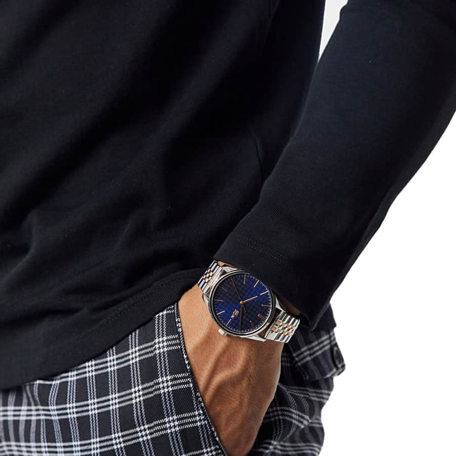 Lacoste Vienna Blue Dial Two Tone Steel Strap Watch for Men - 2011048