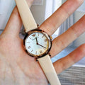 Emporio Armani Mother of Pearl Dial Beige Leather Strap Watch For Women - AR11004