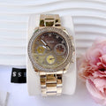 Guess Sol Chronograph Gold Dial Gold Steel Strap Watch For Women - GW0483L2