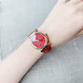 Versace V-Motif Red Dial Red Leather Strap Watch for Women - VERE00418