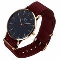 Daniel Wellington Classic Roselyn Black Dial Maroon Nylon Strap Watch For Women - DW00100269
