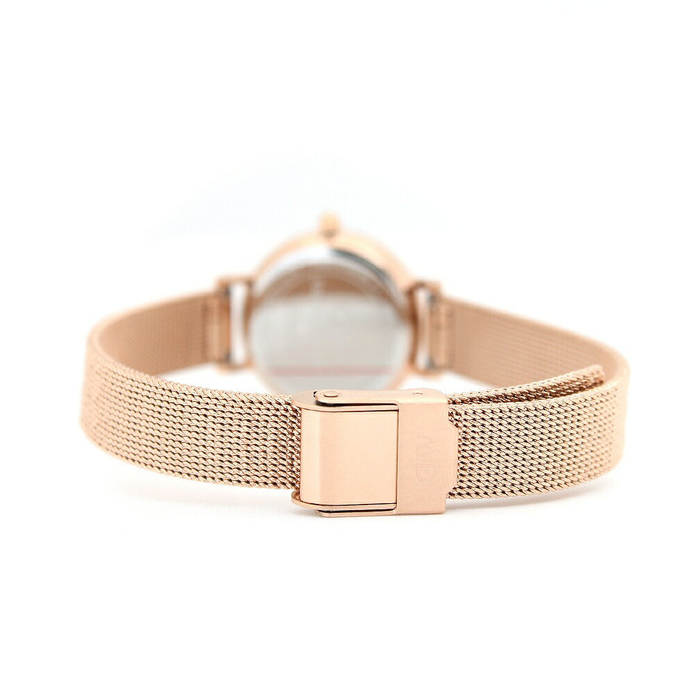 Daniel Wellington Petite Pressed Melrose Black Dial Rose Gold Mesh Strap Watch For Women - DW00100440