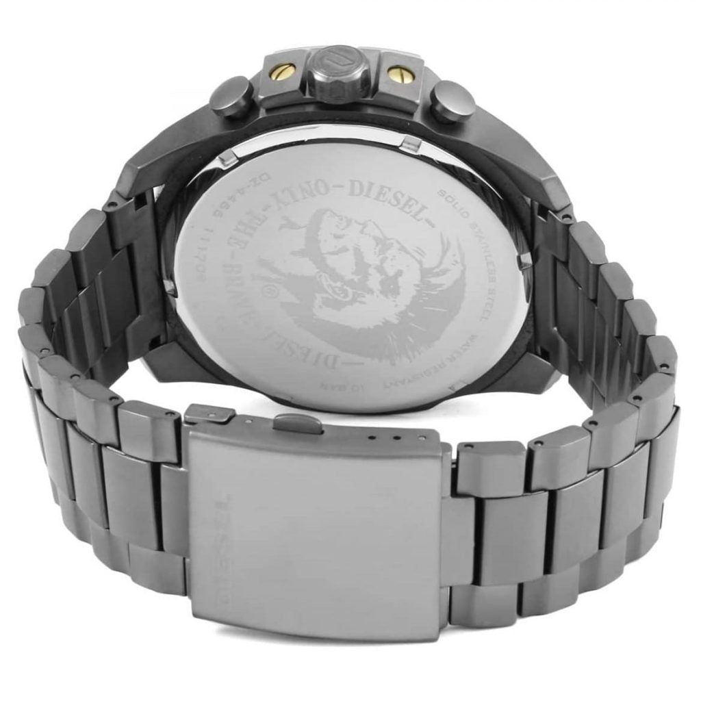 Diesel  Mega Chief Chronograph Grey Dial Grey Steel Strap Watch For Men - DZ4421