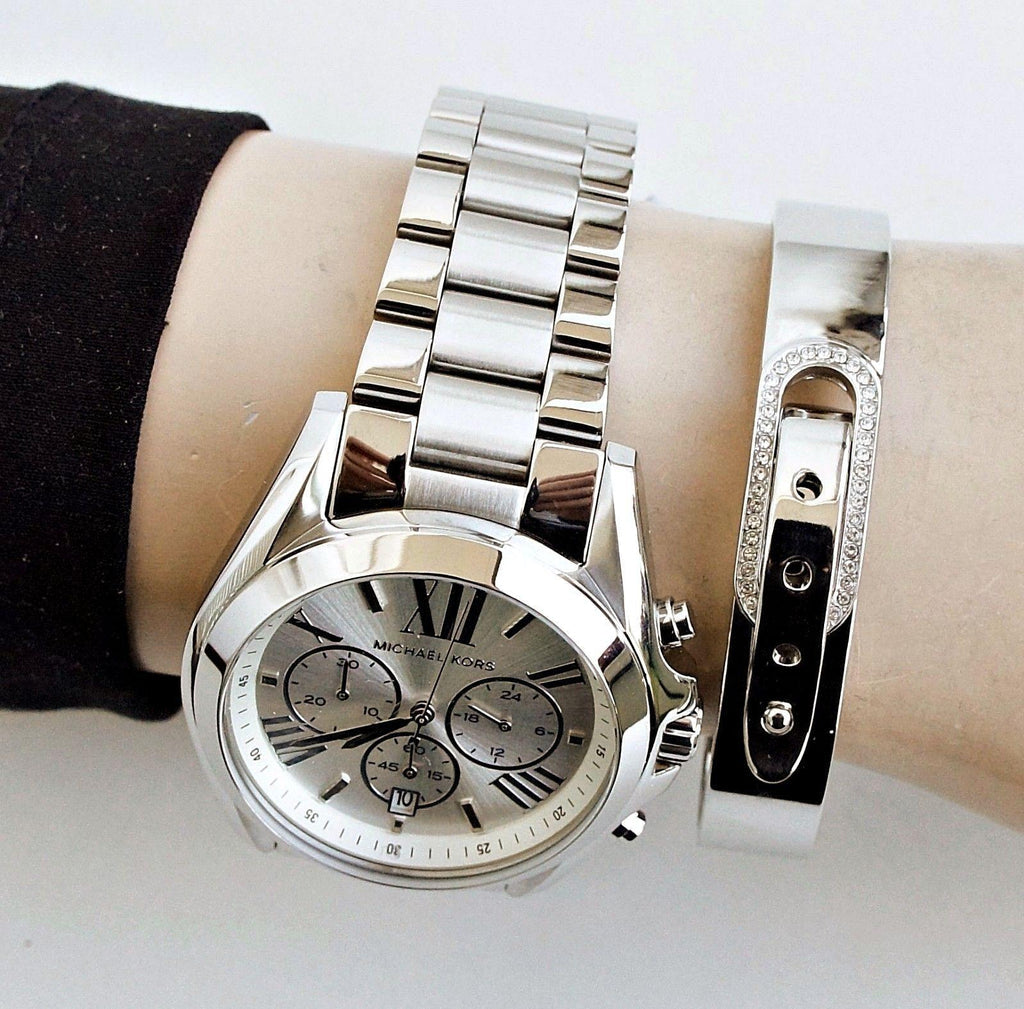 Michael Kors Bradshaw Silver Dial Silver Steel Strap Watch for Men - MK5535