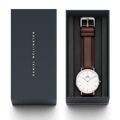 Daniel Wellington Classic Bristol White Dial Brown Leather Strap Watch For Women - DW00100056
