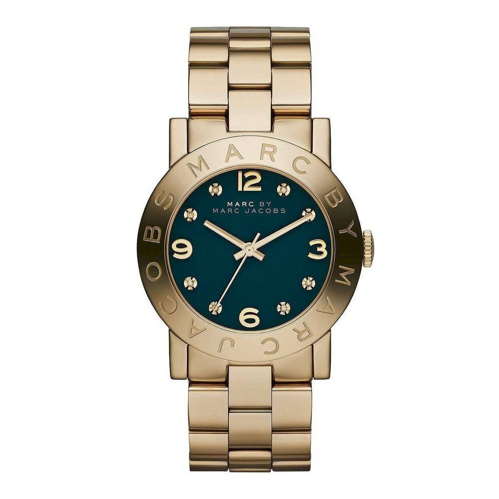 Marc Jacobs Amy Green Dial Gold Steel Strap Watch for Women - MBM8609