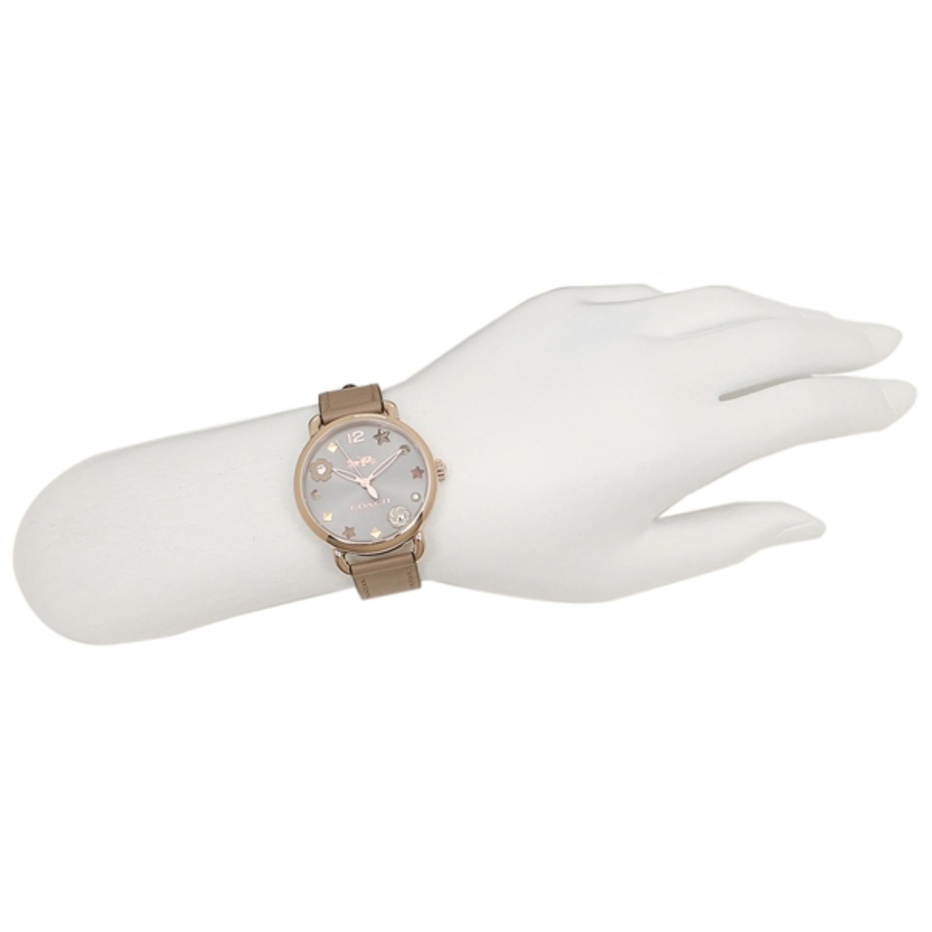 Coach Delancey Grey Dial Brown Leather Strap Watch for Women - 14502797