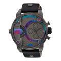 Diesel Badass Chronograph Anthracite Dial Black Leather Strap Watch For Men - DZ7270