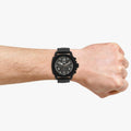 Fossil Machine Chronograph Black Dial Black Steel Strap Watch for Men - FS4927