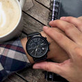 Calvin Klein Post Minimal Chronograph Black Dial Black Leather Strap Watch for Men - K7627401