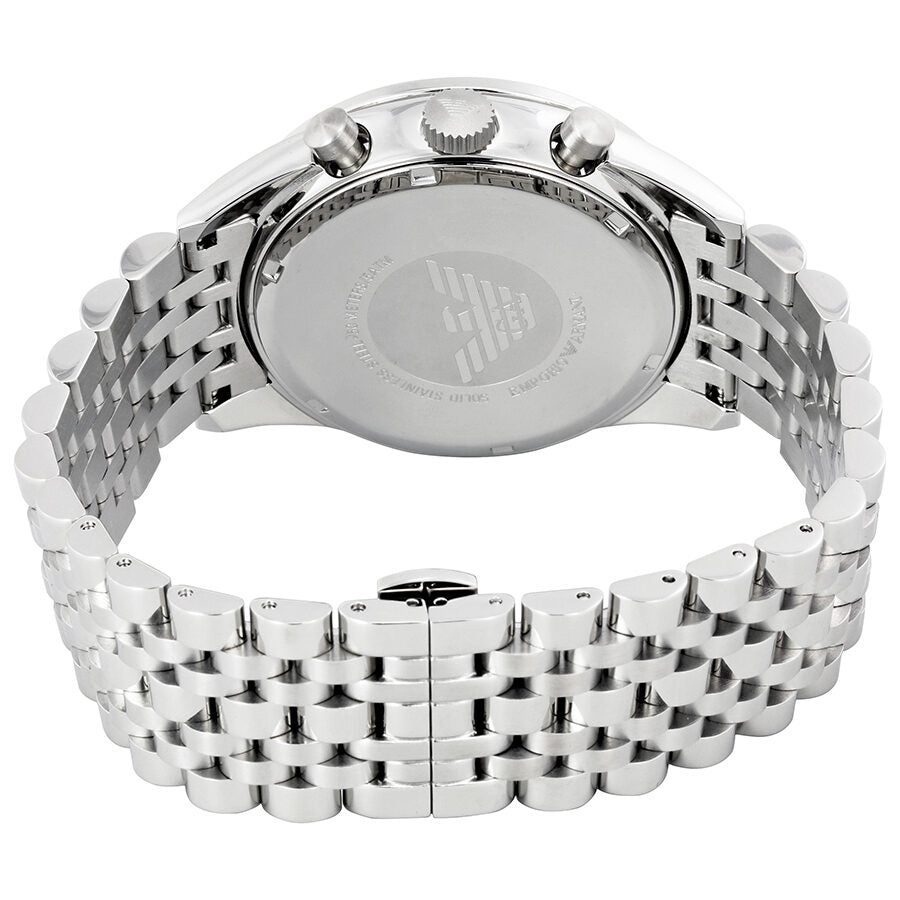 Emporio Armani Tazio Chronograph Black Dial Silver Steel Strap Watch For Men - AR5988
