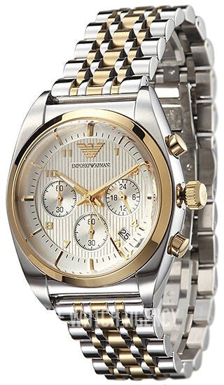 Emporio Armani Classic White Dial Two Tone Steel Strap Watch for Men  - AR11603