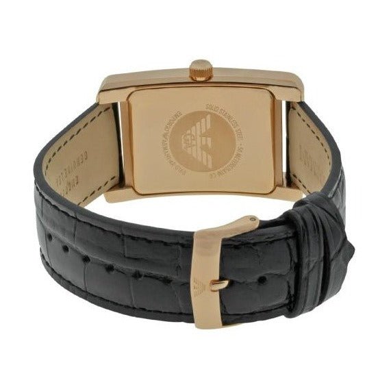 Emporio Armani Classic Black Dial Black Leather Strap Watch For Men - AR0168
