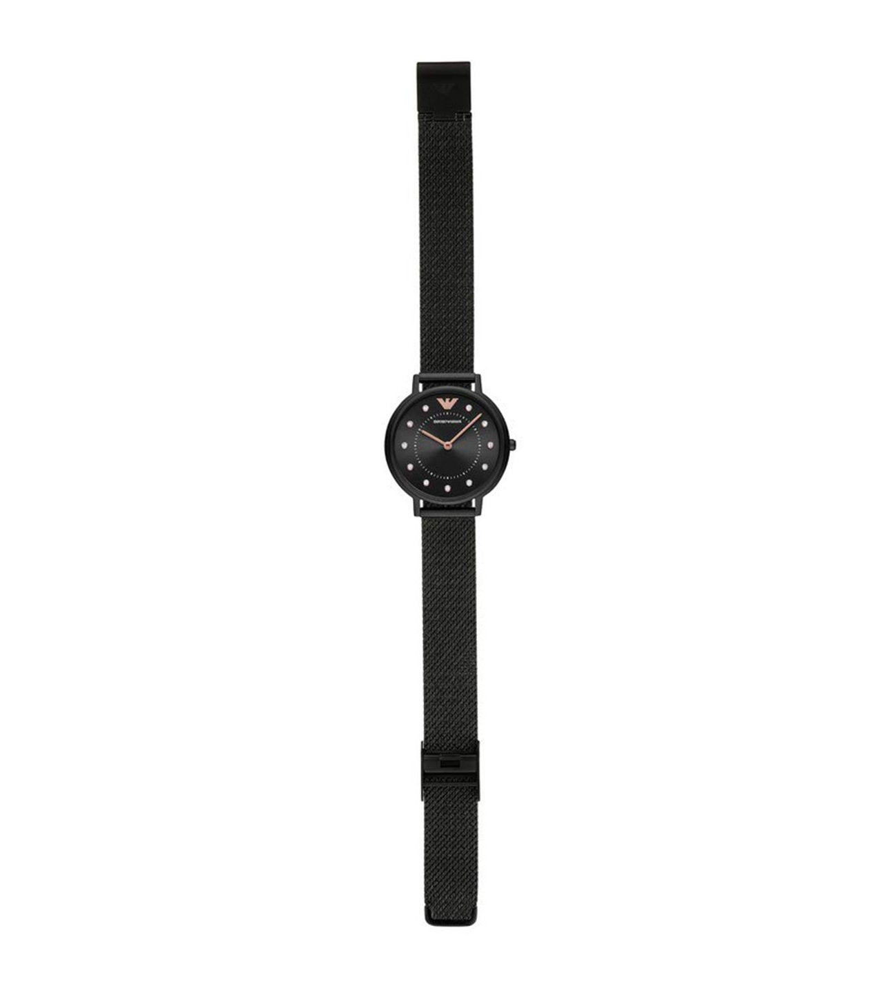 Emporio Armani Kappa Black Dial Black Mesh Strap Watch for Women - AR11252