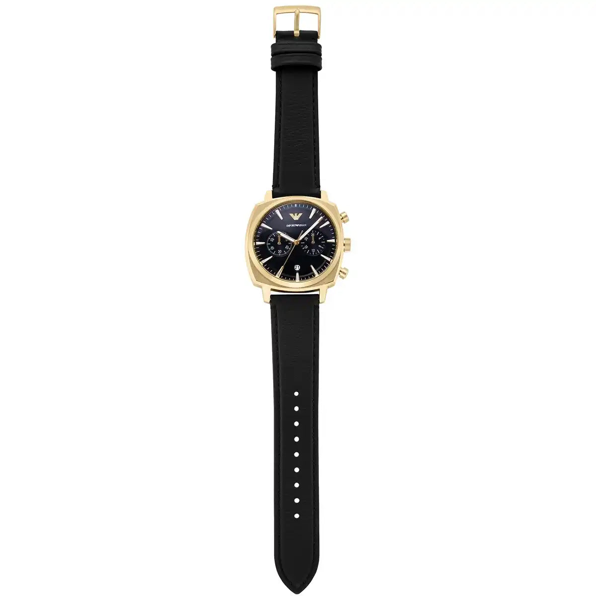 Emporio Armani Ruggero Chronograph Black Dial Black Leather Strap Watch for Men - AR11690