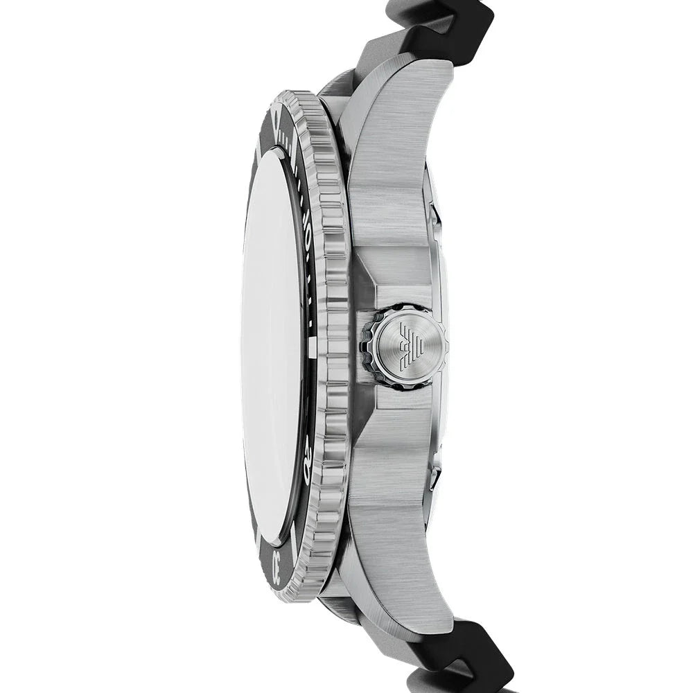 Emporio Armani World Explorer Solar Black Dial Black Silicone Strap Watch for Men - AR11788