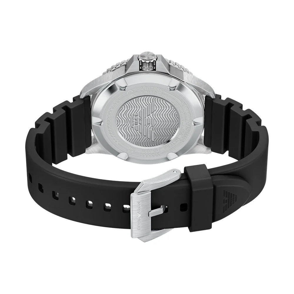 Emporio Armani World Explorer Solar Black Dial Black Silicone Strap Watch for Men - AR11788