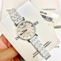 Emporio Armani Giannti T Bar Quartz Mother of Pearl Dial White Steel Strap Watch For Women - AR1485