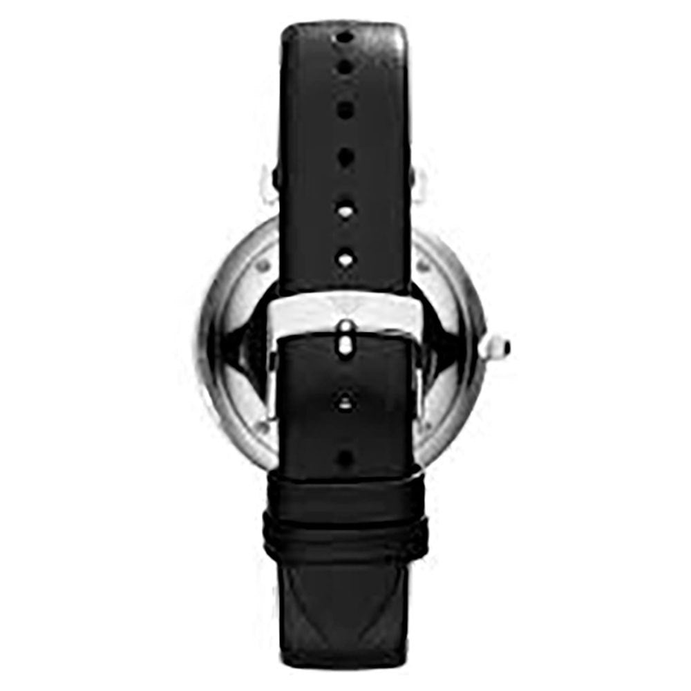 Emporio Armani Retro Analog Quartz Silver Dial Black Leather Strap Watch For Men - AR1674