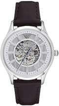 Emporio Armani Meccanico White Dial Brown Leather Strap Watch For Men - AR1946