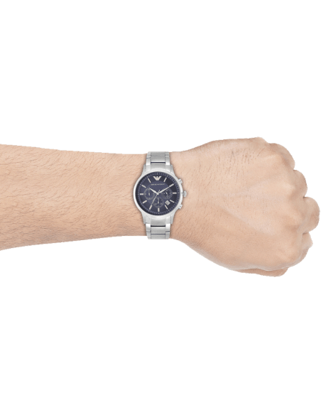 Emporio Armani Renato Chronograph Blue Dial Silver Steel Strap Watch For Men - AR2448