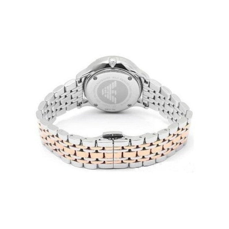 Emporio Armani Gianni Silver Dial Two Tone Steel Strap Watch for Women - AR1603