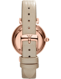 Emporio Armani Gianni T Bar Gunmetal Dial Beige Leather Strap Watch For Women - AR1681