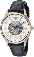 Emporio Armani Meccanico Automatic White Dial Blue Leather Strap Watch For Men - AR1947