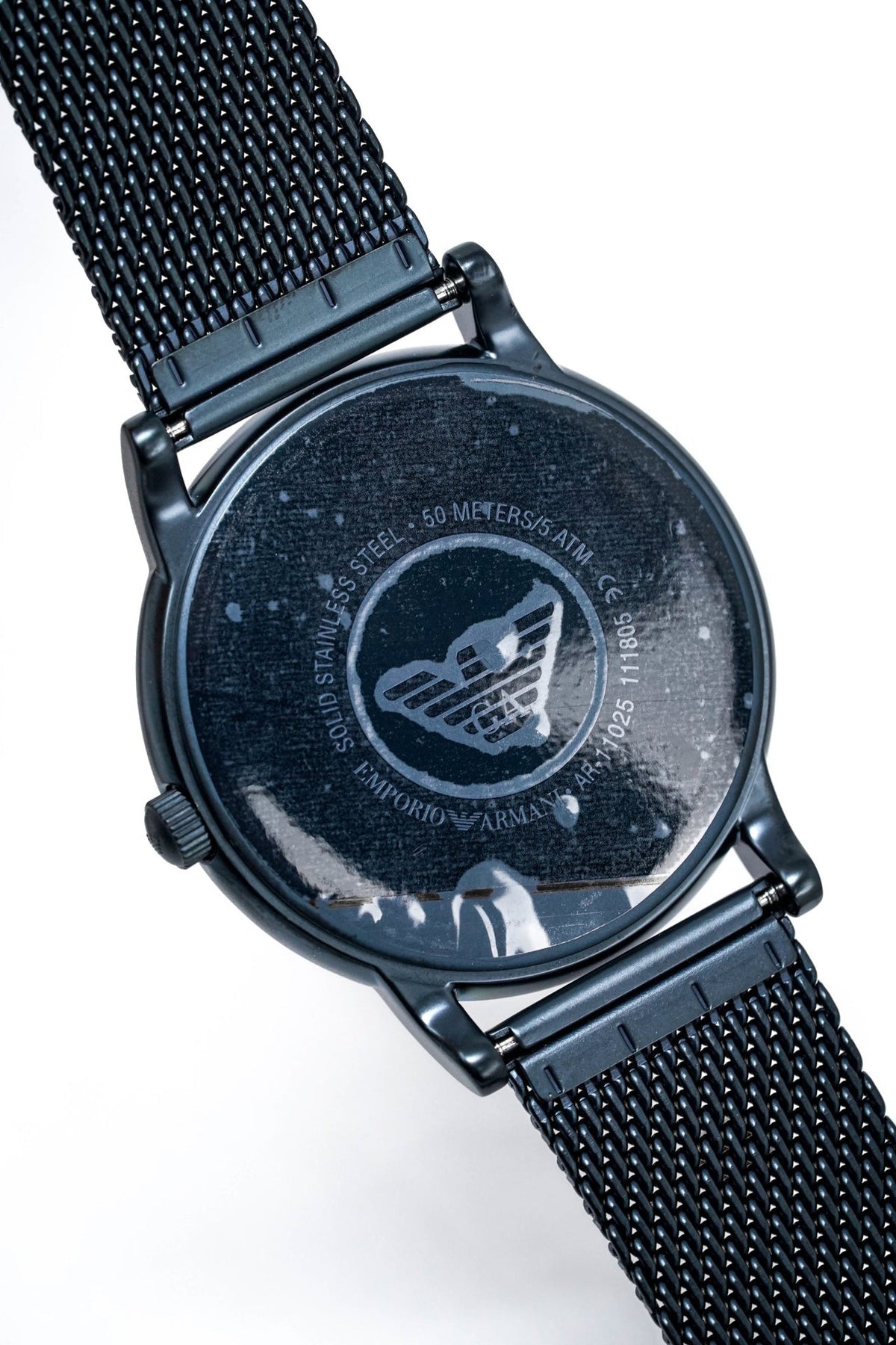 Emporio Armani Luigi Quartz Blue Dial Grey Mesh Bracelet Watch For Men - AR11053