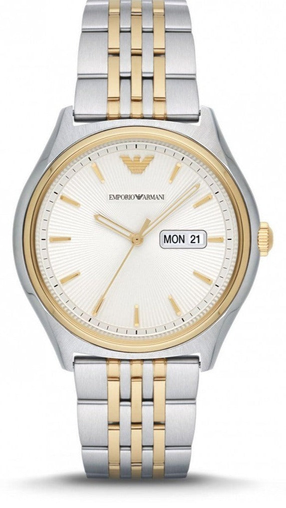 Emporio Armani Cream Dial Two Tone Steel Strap Watch For Men - AR11034