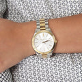 Michael Kors Runway White Dial Two Tone Stainless Steel Strp Watch for Women - MK3204A