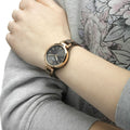 Fossil Georgia Smoke Grey Dial Grey Leather Strap Watch for Women - ES3077