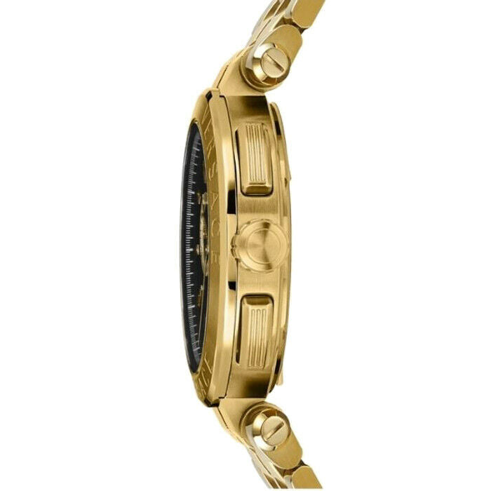 Versace Aion Chronograph Black Dial Gold Steel Strap Watch For Men - VE1D01721