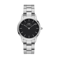 Daniel Wellington Iconic Link Black Dial Silver Steel Strap Watch For Women - DW00100342