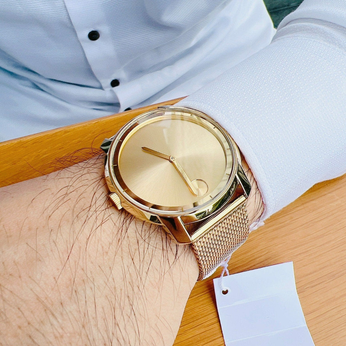 Movado Bold Gold Dial Gold Mesh Bracelet Watch For Men - 3600373