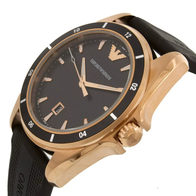 Emporio Armani Sport Quartz Black Dial Black Rubber Strap Watch For Men - AR11101