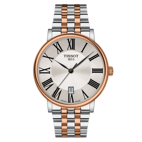 Tissot T Classic Carson Premium Silver Dial Two Tone Steel Strap Watch For Men - T122.410.22.033.00