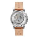 Fossil Grant Sport Automatic Skeleton Blue Dial Brown Leather Strap Watch for Men - ME3140