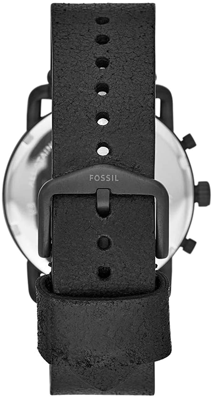 Fossil Commuter Black Dial Black Leather Strap Watch for for Men - FS5504