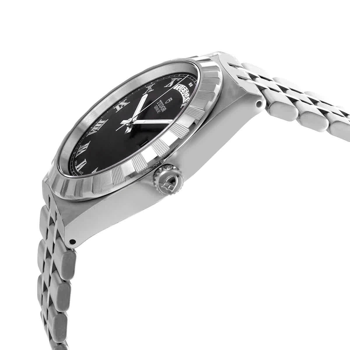 Tudor Royal Automatic Black Dial Silver Steel Strap Watch for Men - M28600-0003