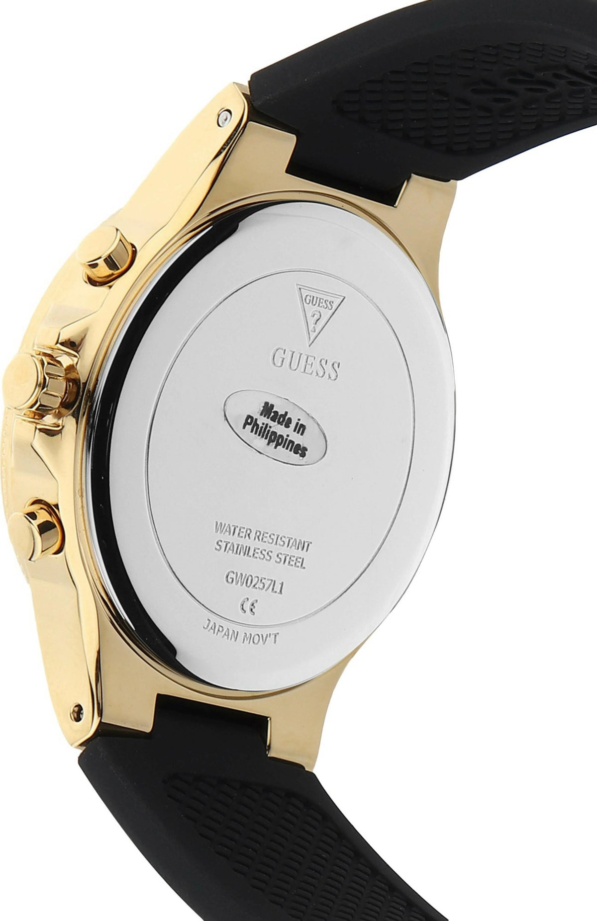 Guess Moonlight Crystals Silver Dial Black Silicone Strap Watch For Women - GW0257L1