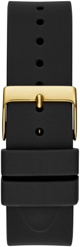 Guess Cubed Analog Gold Dial Black Silicone Strap Watch For Women - GW0665L1