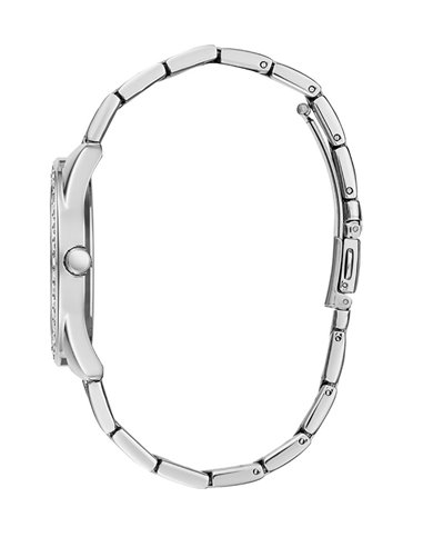 Guess G Twist Diamonds Silver Dial Silver Steel Strap Watch For Women - W1201L1