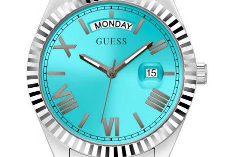 Guess Luna Quartz Blue Dial Silver Steel Strap Watch For Women - GW0308L4