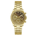 Guess Sol Chronograph Gold Dial Gold Steel Strap Watch For Women - GW0483L2