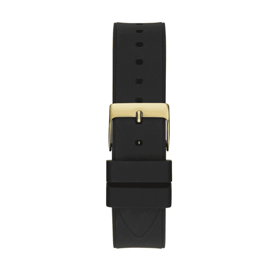 Guess Duchess Crystals Gold Dial Black Silicon Strap Watch For Women - GW0619L2