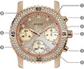 Guess Confetti Diamonds Gold Dial Blue Rubber Strap Watch For Women - W1098L6