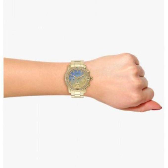Guess Confetti Diamonds Gold Dial Gold Steel Strap Watch for Women - W0774L2
