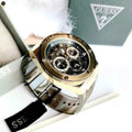 Guess Poseidon Chronograph Black Dial Black Silicone Strap Watch For Men - GW0425G1